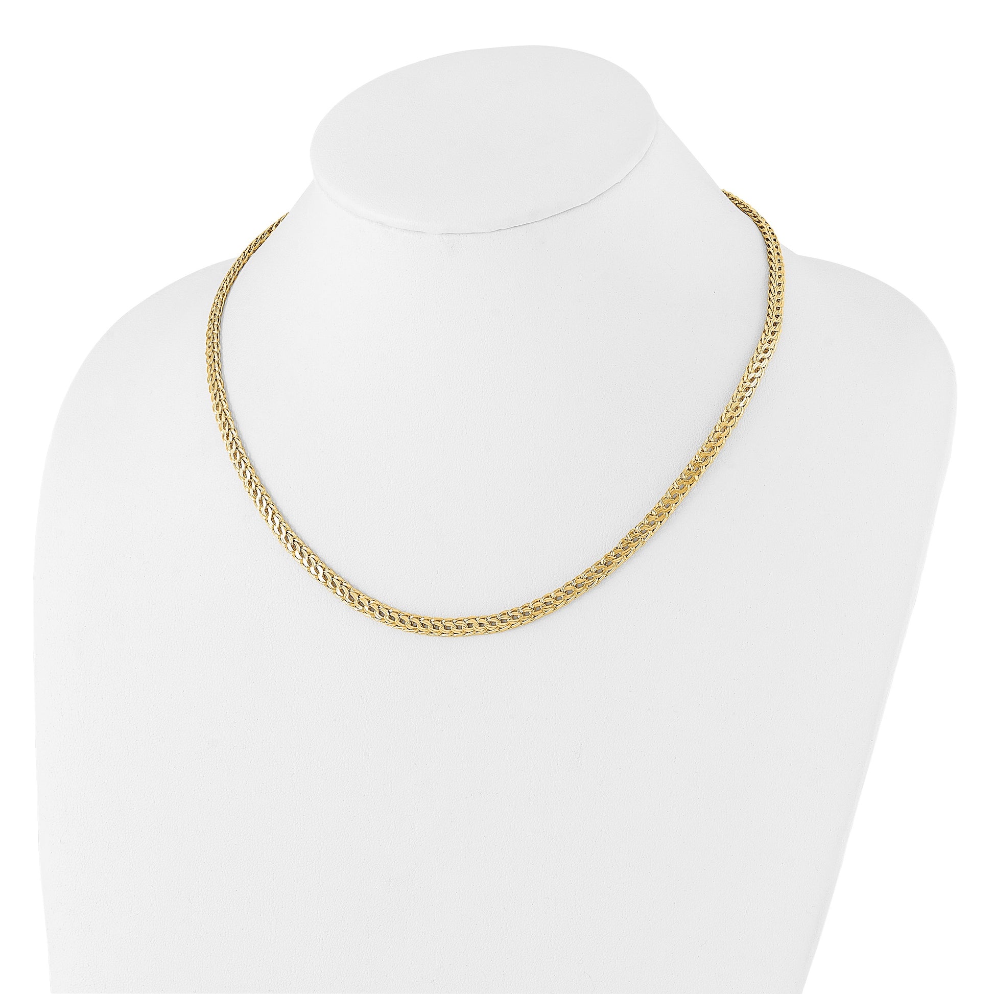 14K Polished 4.5mm Fancy Diamond-cut Link 18 inch Necklace