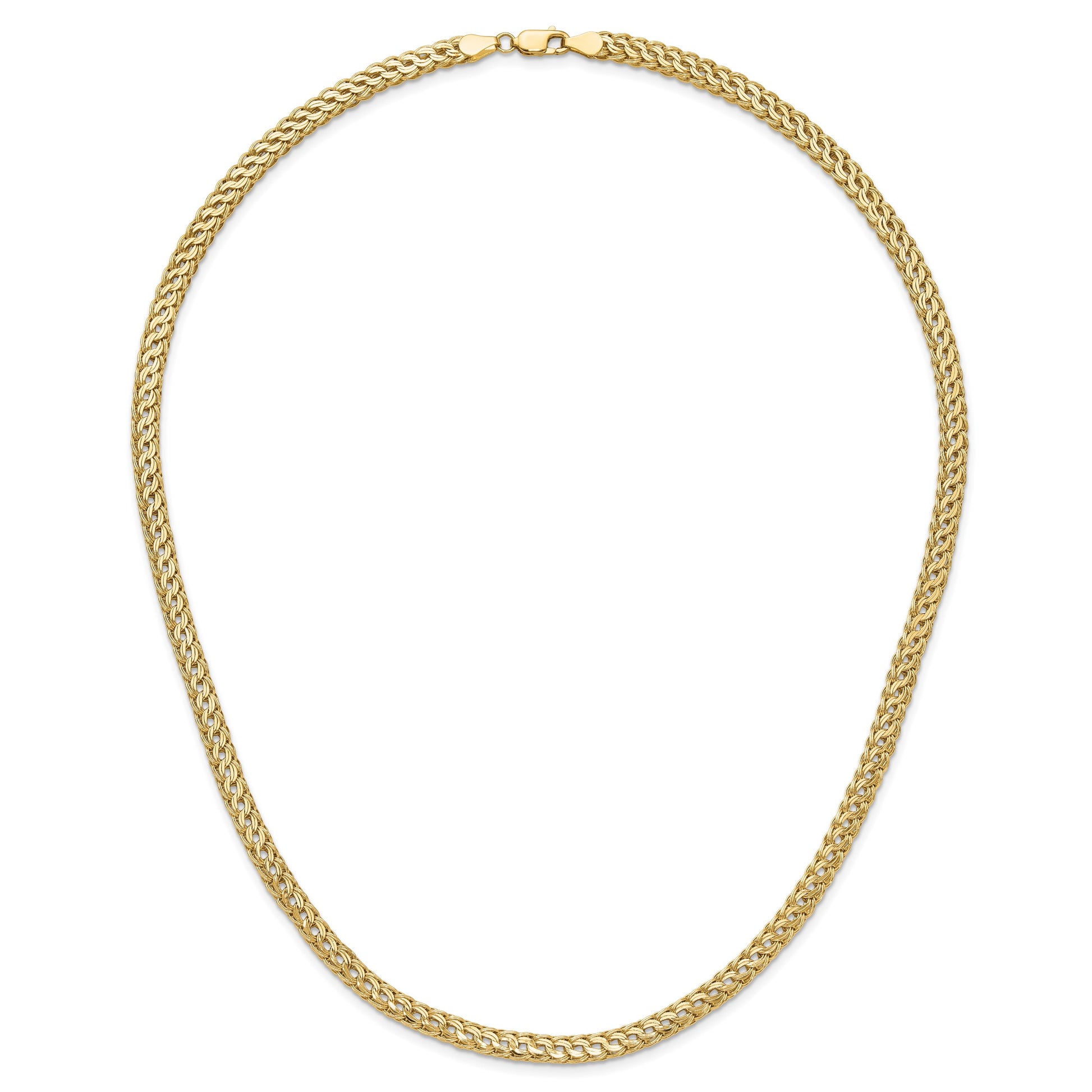 14K Polished 4.5mm Fancy Diamond-cut Link 18 inch Necklace