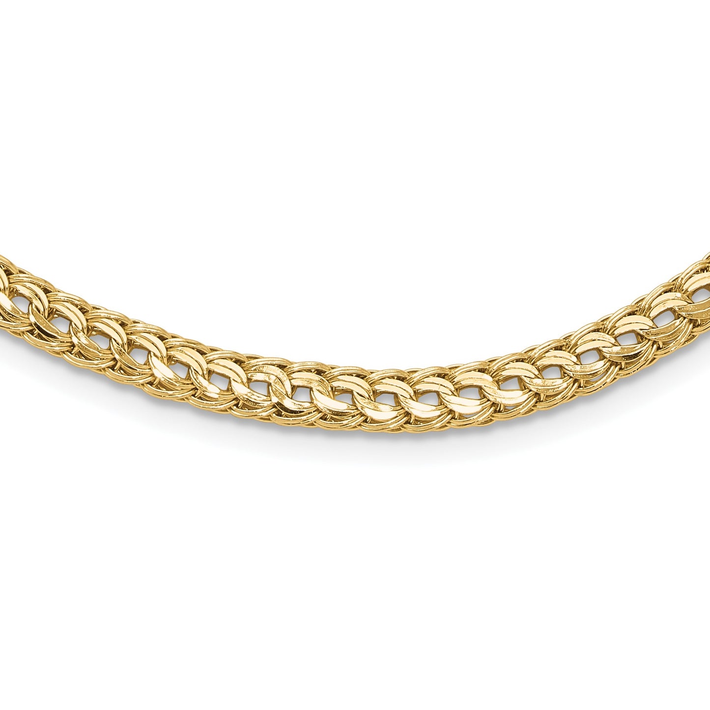 14K Polished 4.5mm Fancy Diamond-cut Link 18 inch Necklace