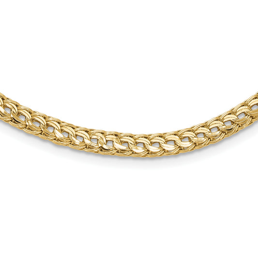 14K Polished 4.5mm Fancy Diamond-cut Link 18 inch Necklace