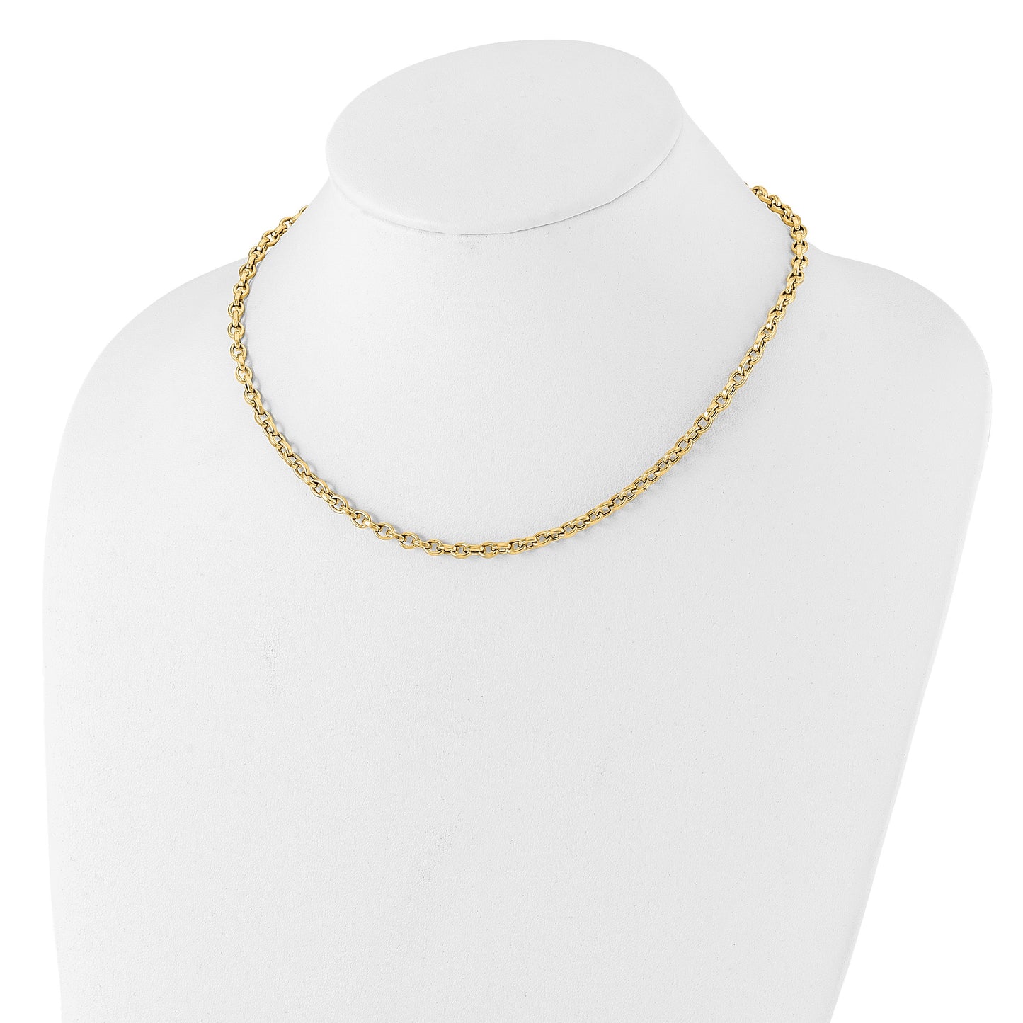 14K Polished 4.25mm Fancy Oval Cable Link 17.5 inch Necklace