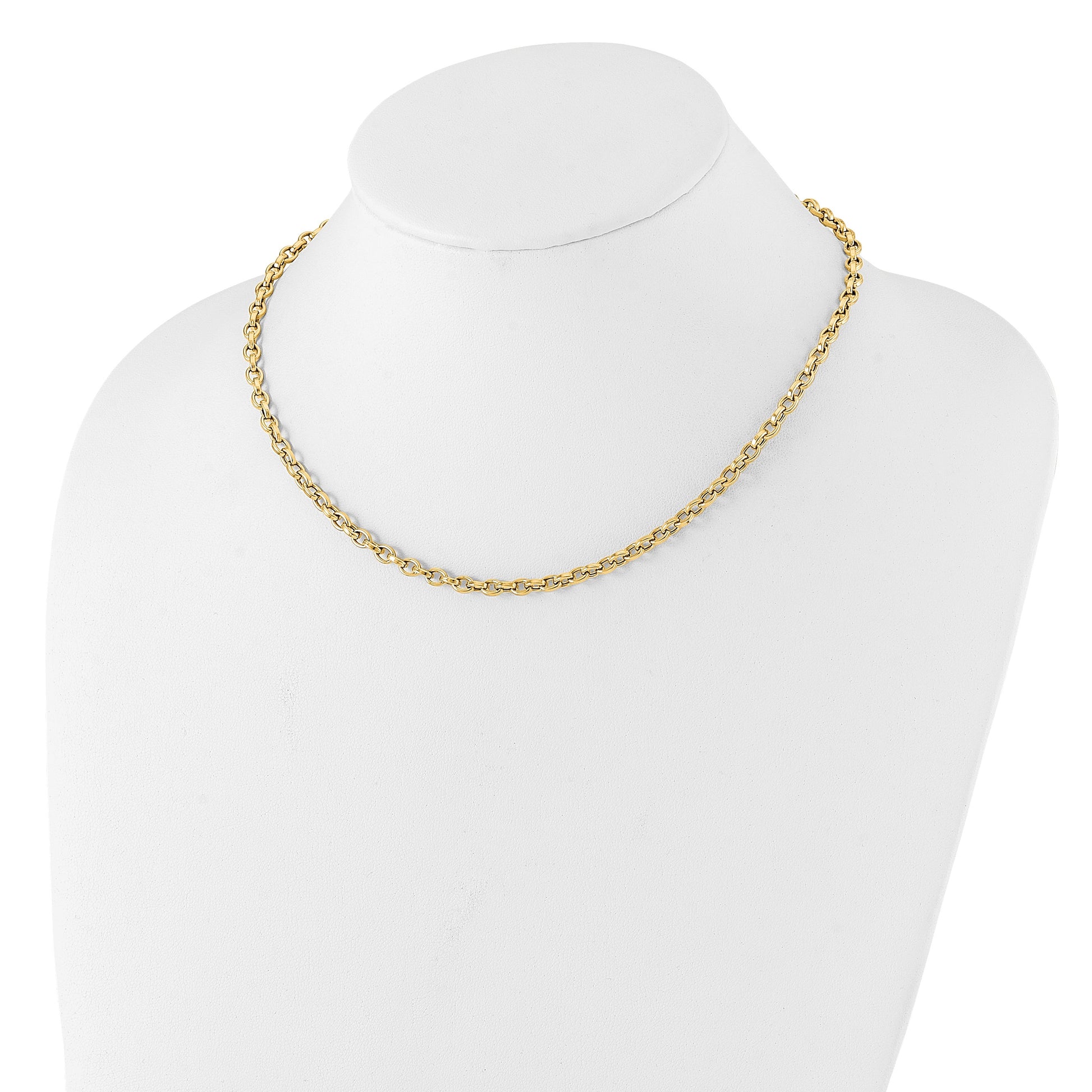 14K Polished 4.25mm Fancy Oval Cable Link 17.5 inch Necklace