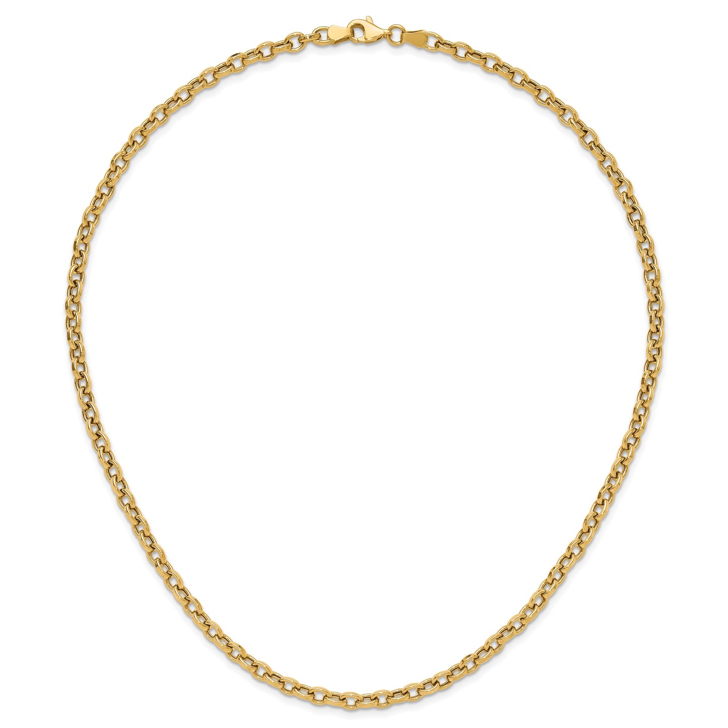 14K Polished 4.25mm Fancy Oval Cable Link 17.5 inch Necklace