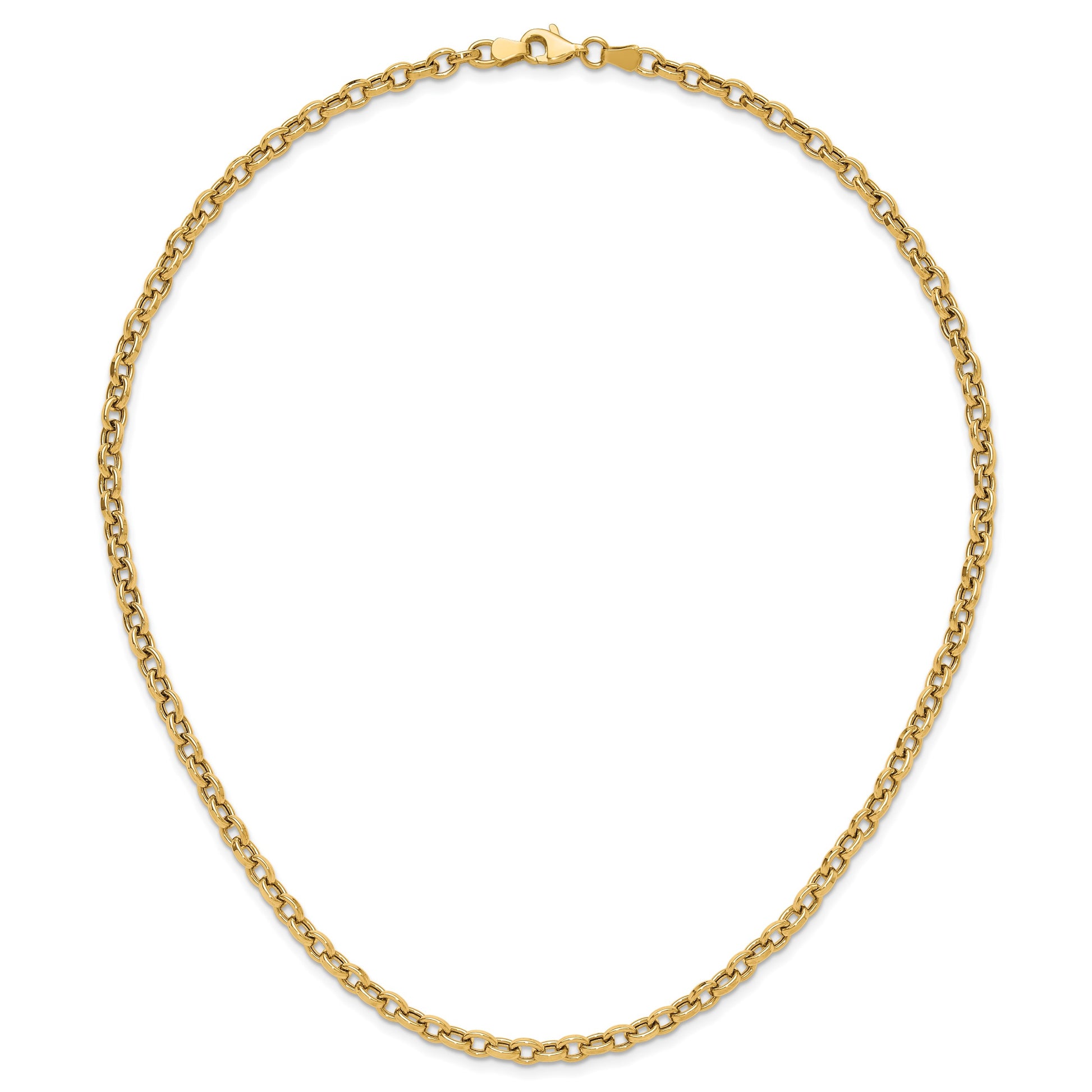14K Polished 4.25mm Fancy Oval Cable Link 17.5 inch Necklace