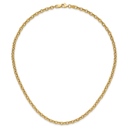14K Polished 4.25mm Fancy Oval Cable Link 17.5 inch Necklace