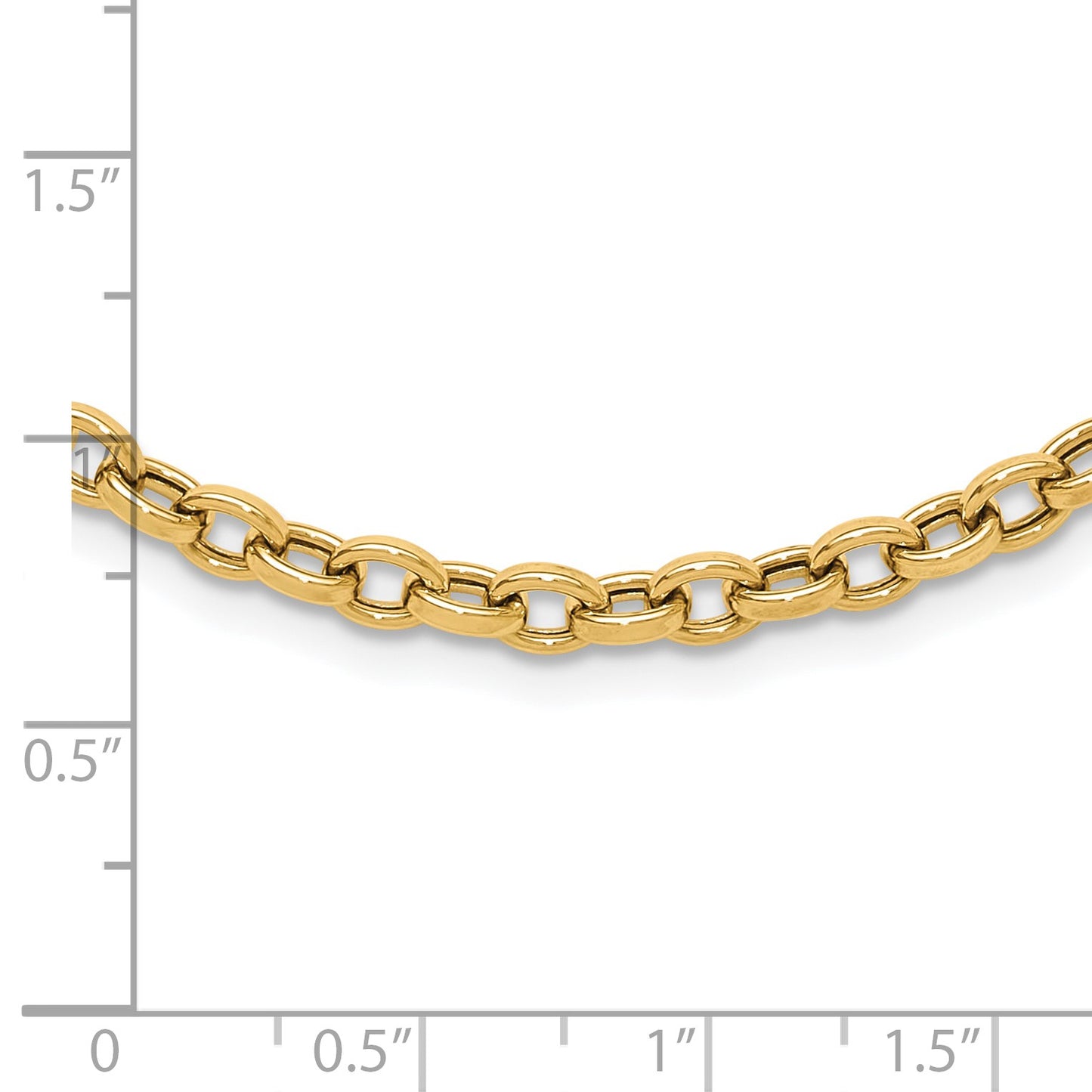 14K Polished 4.25mm Fancy Oval Cable Link 17.5 inch Necklace