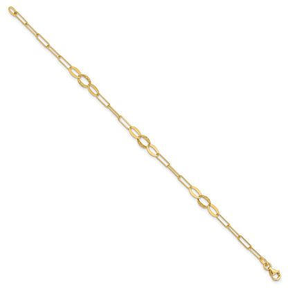 14K Diamond-cut Oval and Paperclip Link 7.25 inch Bracelet