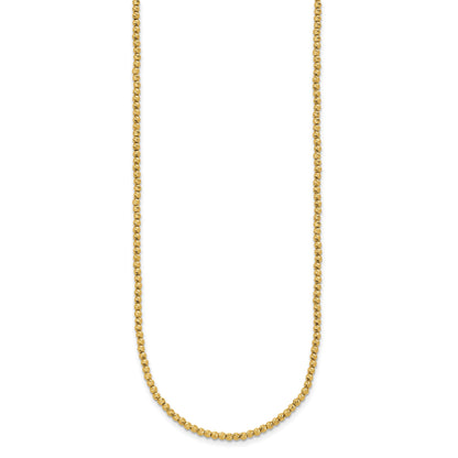 14K Polished and Diamond-cut Round Beaded 18 inch Necklace