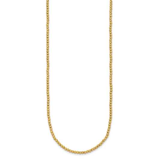 14K Polished and Diamond-cut Round Beaded 18 inch Necklace