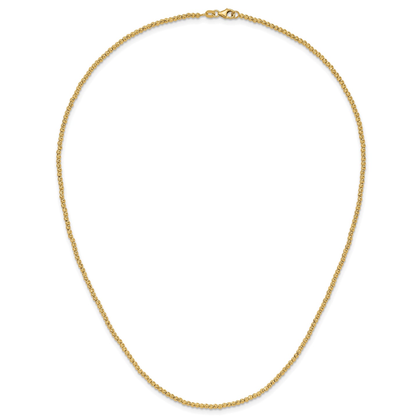 14K Polished and Diamond-cut Round Beaded 18 inch Necklace