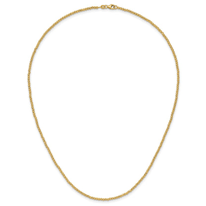 14K Polished and Diamond-cut Round Beaded 18 inch Necklace