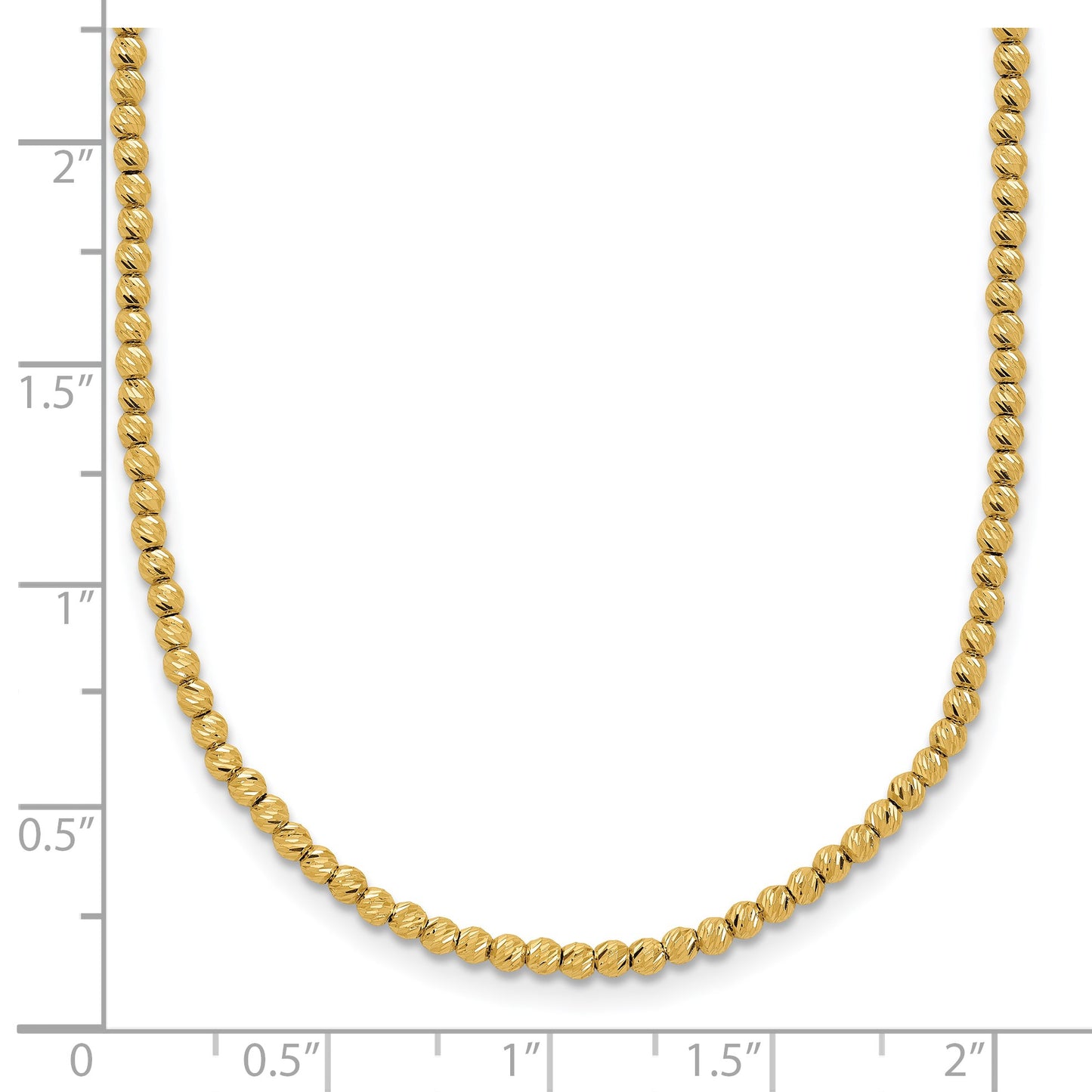 14K Polished and Diamond-cut Round Beaded 18 inch Necklace