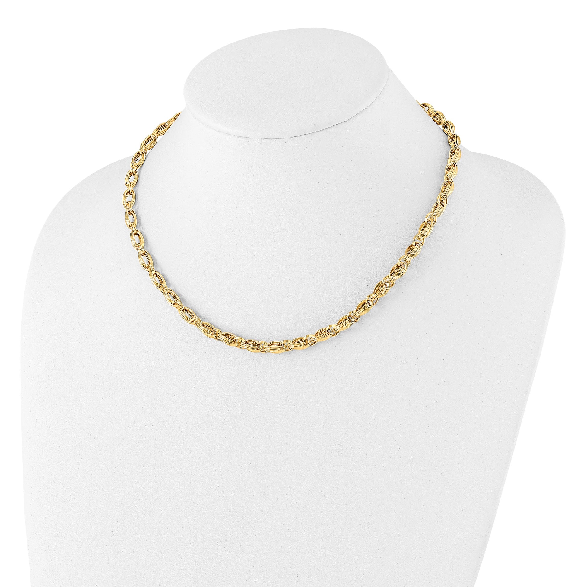 14K Polished 4.8mm Oval Fancy Triple Link 18 inch Necklace