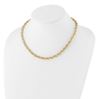 14K Polished 4.8mm Oval Fancy Triple Link 18 inch Necklace