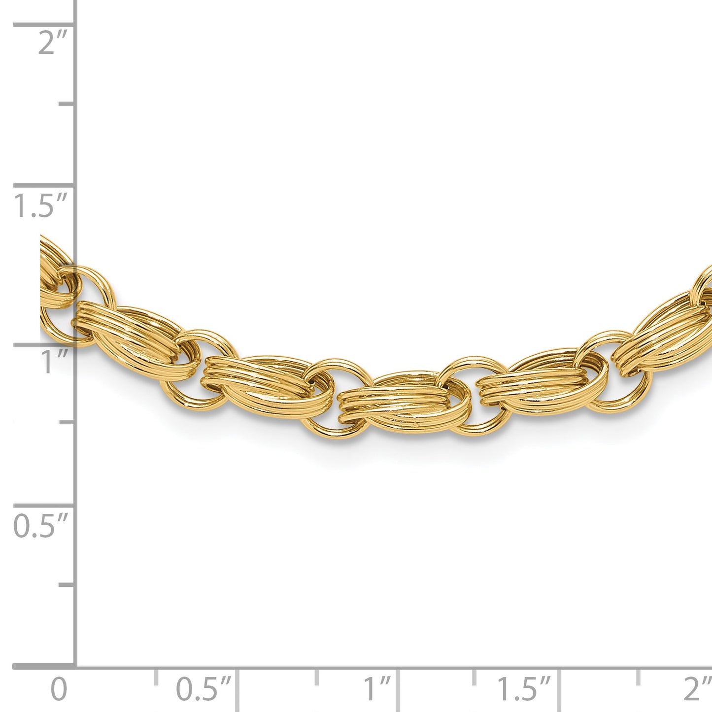 14K Polished 4.8mm Oval Fancy Triple Link 18 inch Necklace