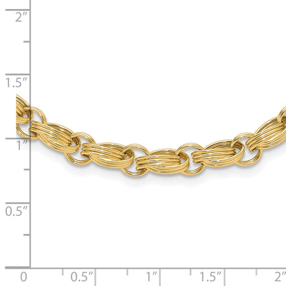 14K Polished 4.8mm Oval Fancy Triple Link 18 inch Necklace
