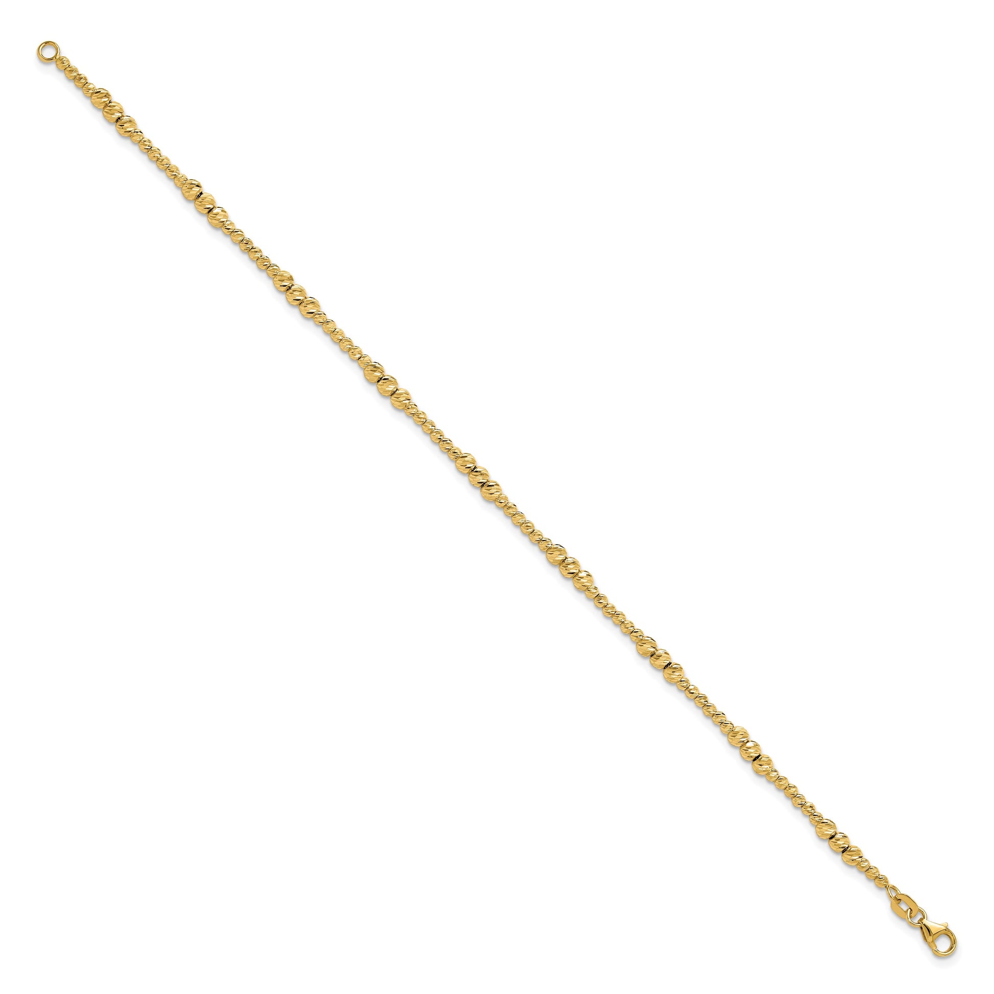 14K Diamond-cut Beaded 7.5 inch Bracelet