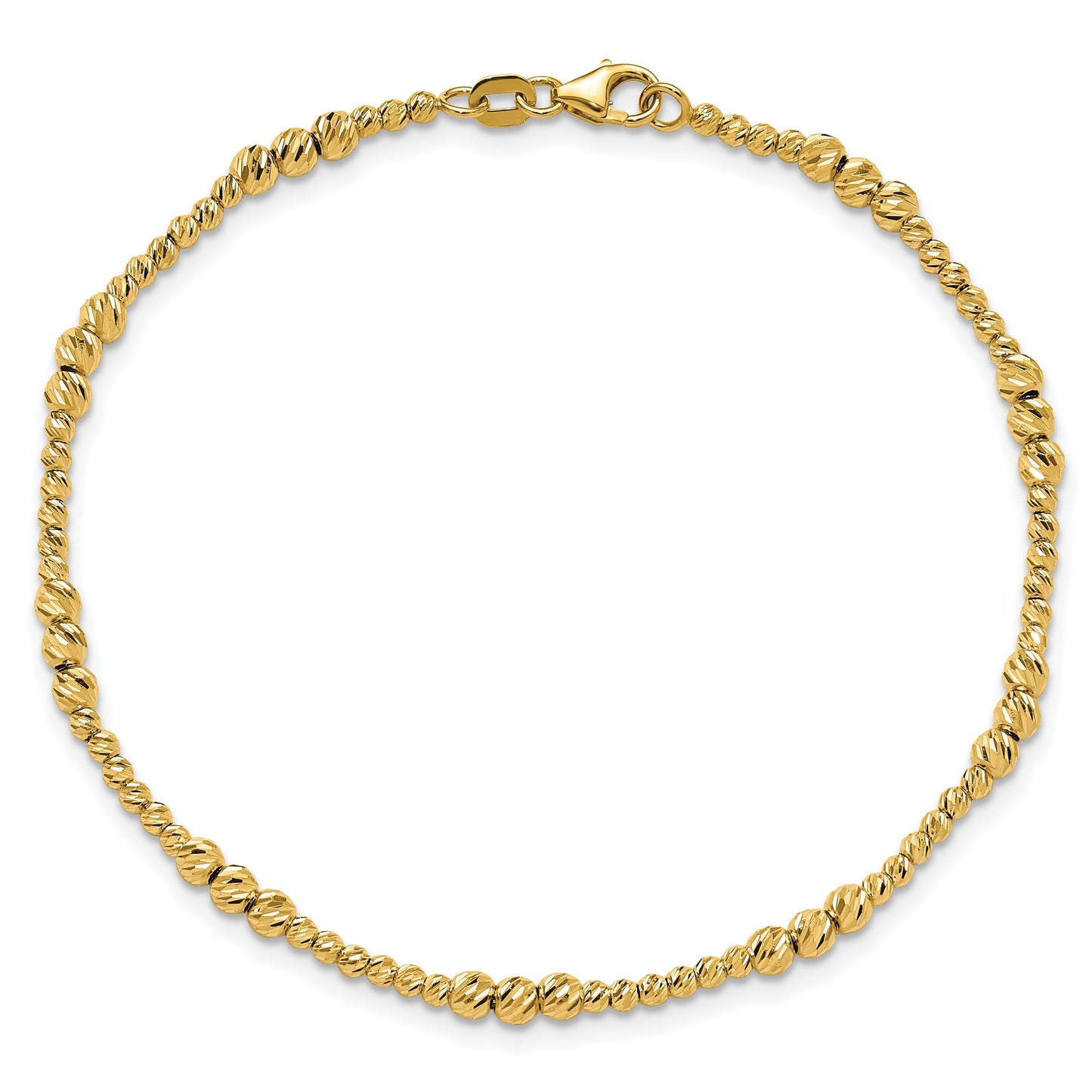 14K Diamond-cut Beaded 7.5 inch Bracelet