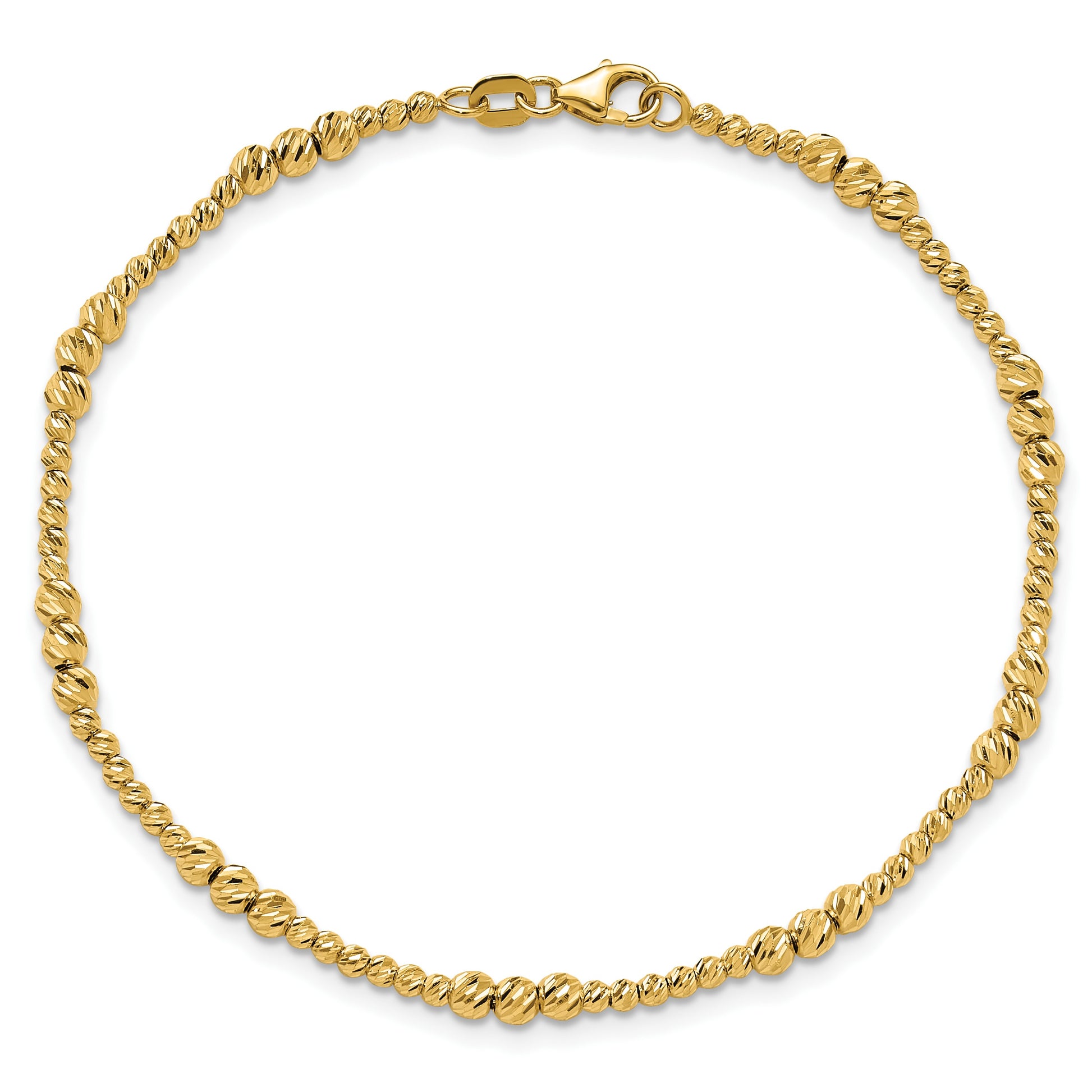 14K Diamond-cut Beaded 7.5 inch Bracelet