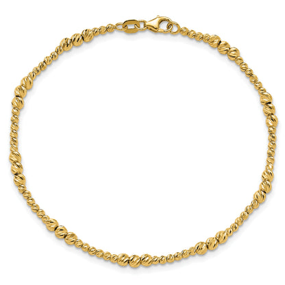 14K Diamond-cut Beaded 7.5 inch Bracelet