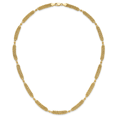14k Polished Multi-Strand Diamond-cut Rope and Beaded 18.25 inch Necklace