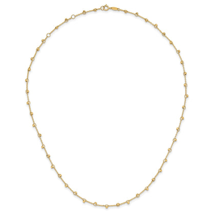 14K Polished and Diamond-cut Beaded 16 inch Necklace Plus 2 inch Extender