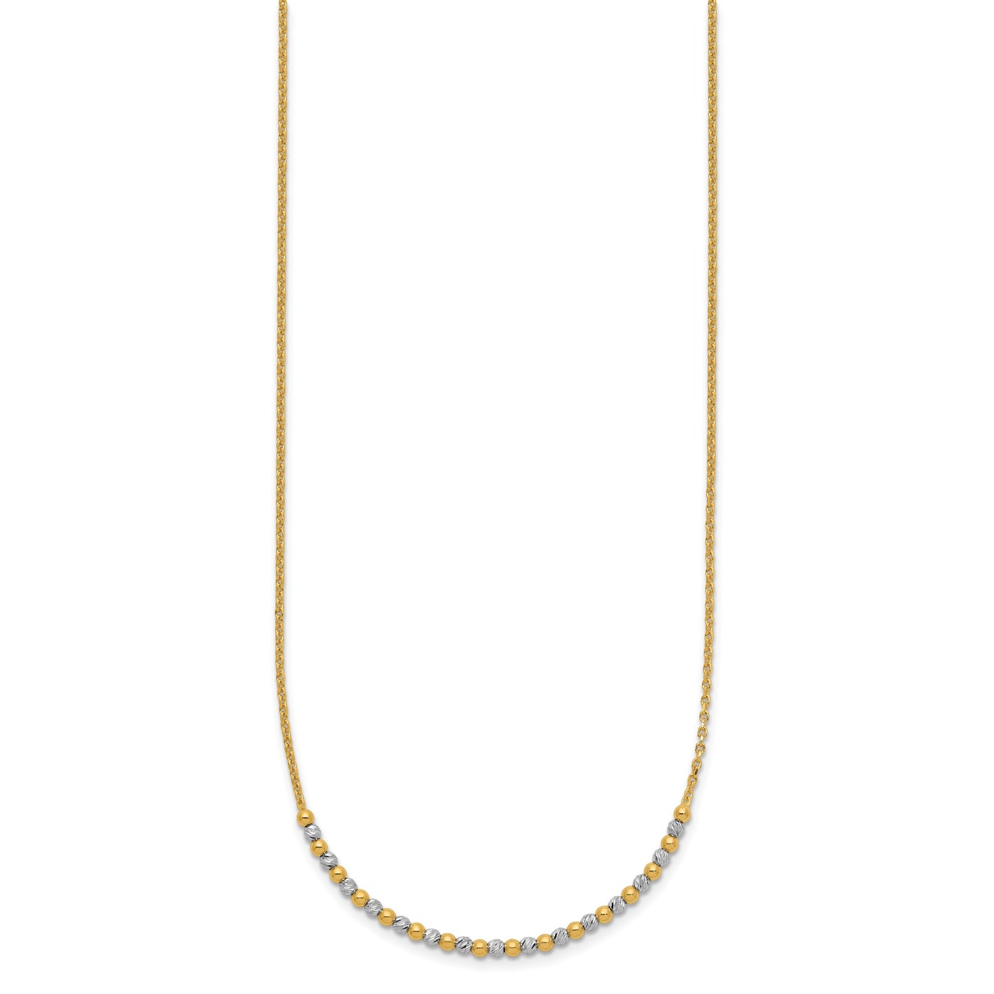 14K Two-tone Diamond-cut Beaded 18 inch Necklace