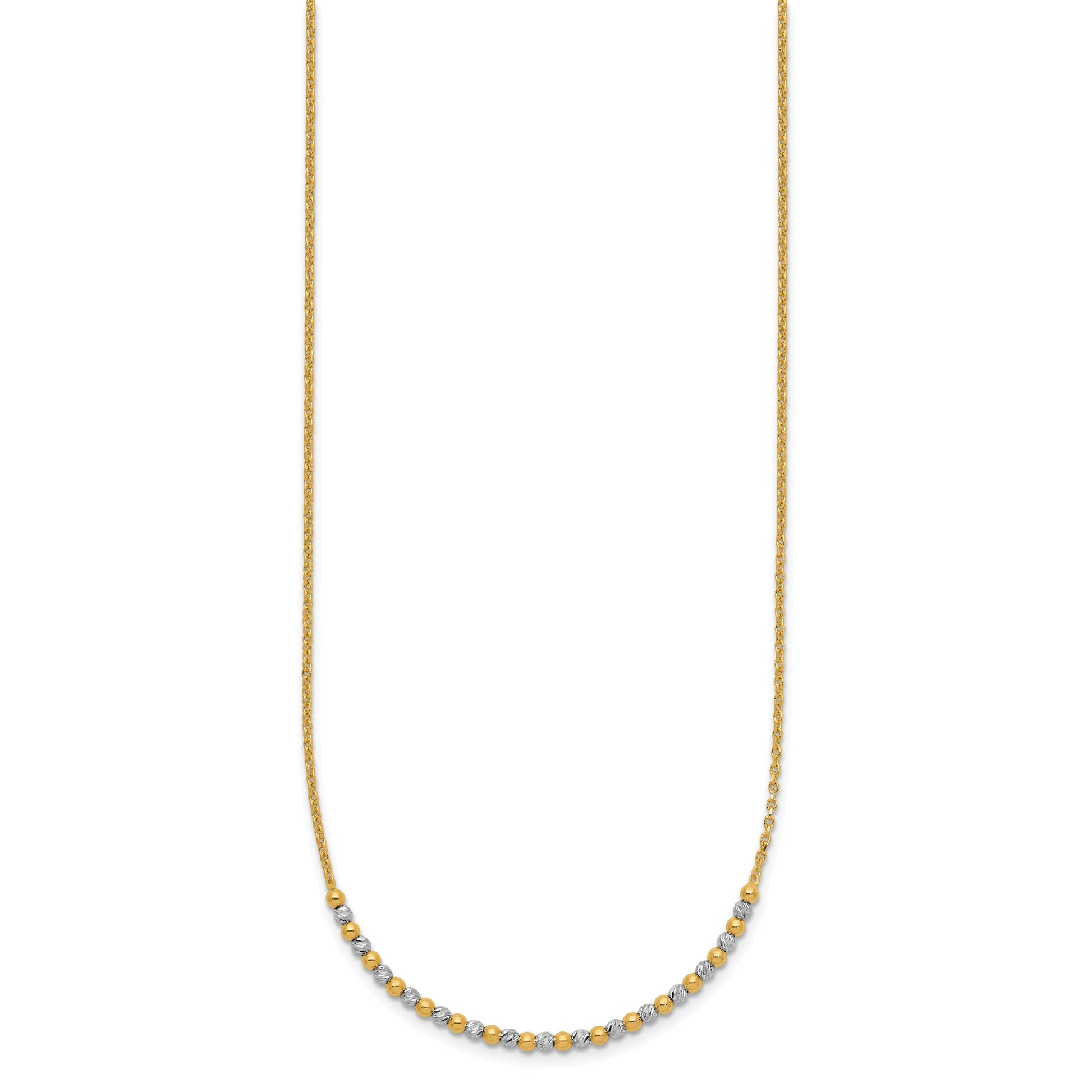 14K Two-tone Diamond-cut Beaded 18 inch Necklace