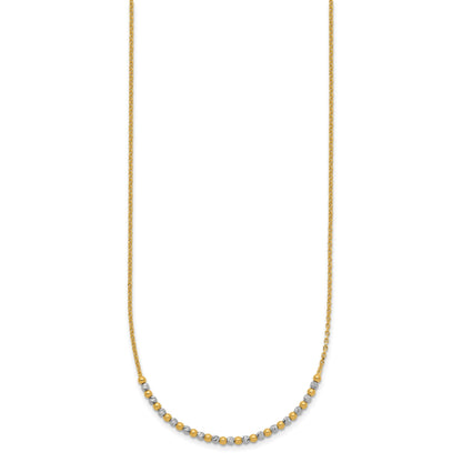14K Two-tone Diamond-cut Beaded 18 inch Necklace
