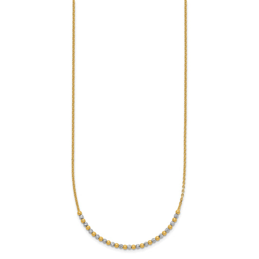 14K Two-tone Diamond-cut Beaded 18 inch Necklace
