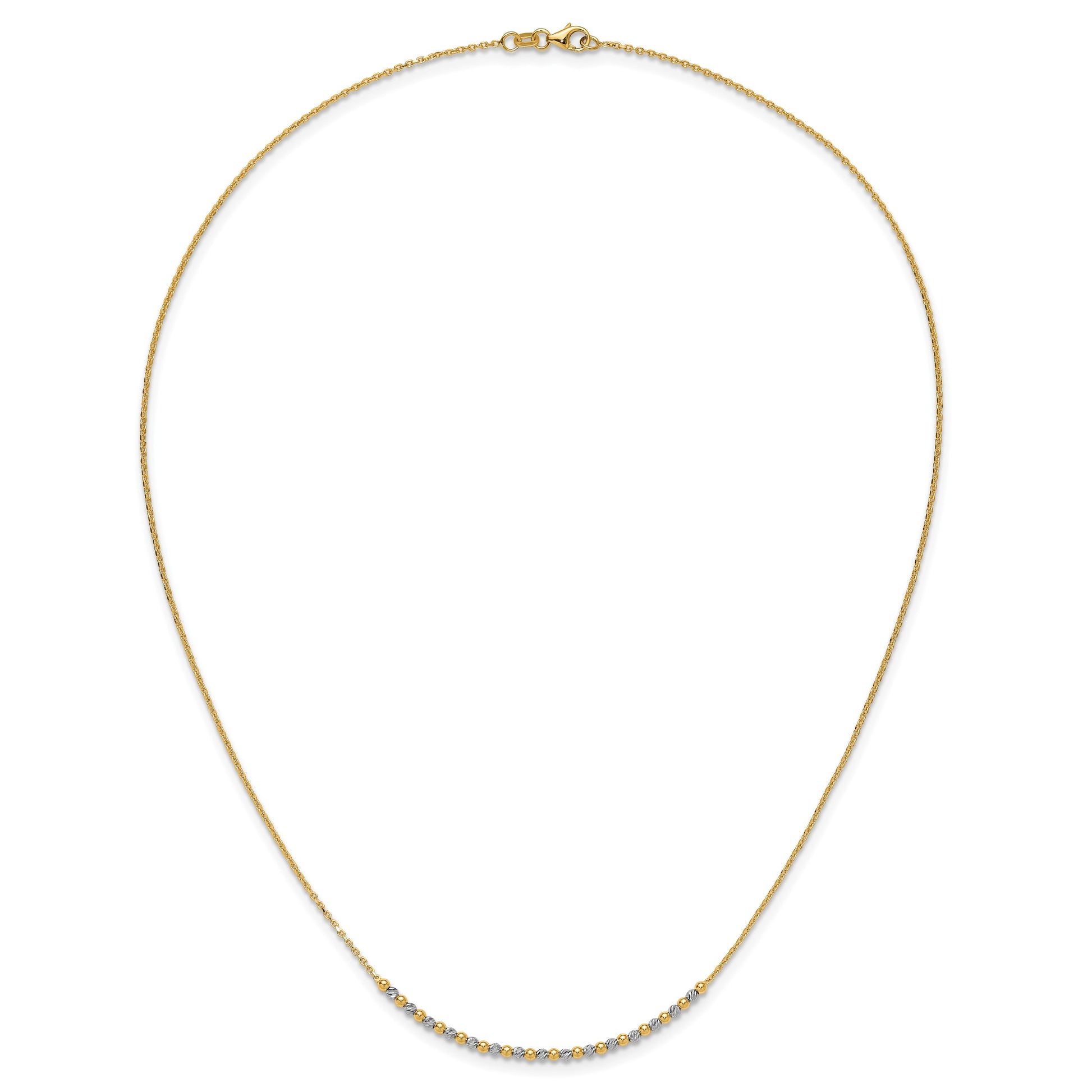 14K Two-tone Diamond-cut Beaded 18 inch Necklace