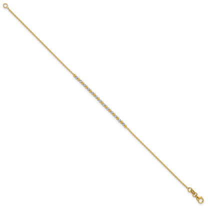 14K Two-tone Diamond-cut Beaded 7.5 inch Bracelet