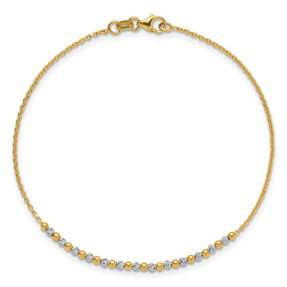 14K Two-tone Diamond-cut Beaded 7.5 inch Bracelet