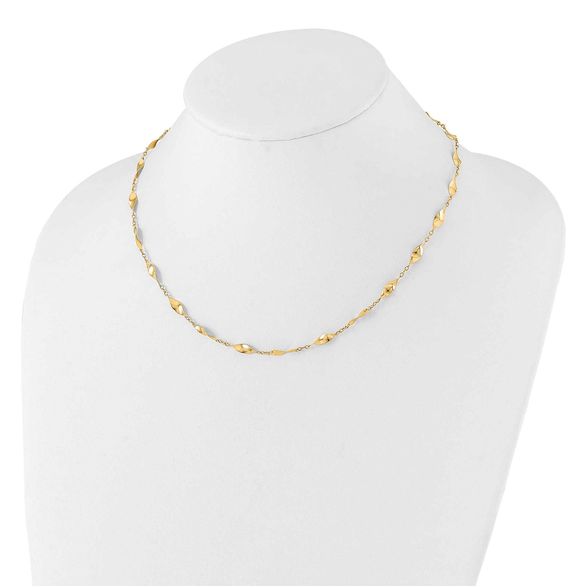 14K Polished Fancy Twisted Links 18 inch Necklace