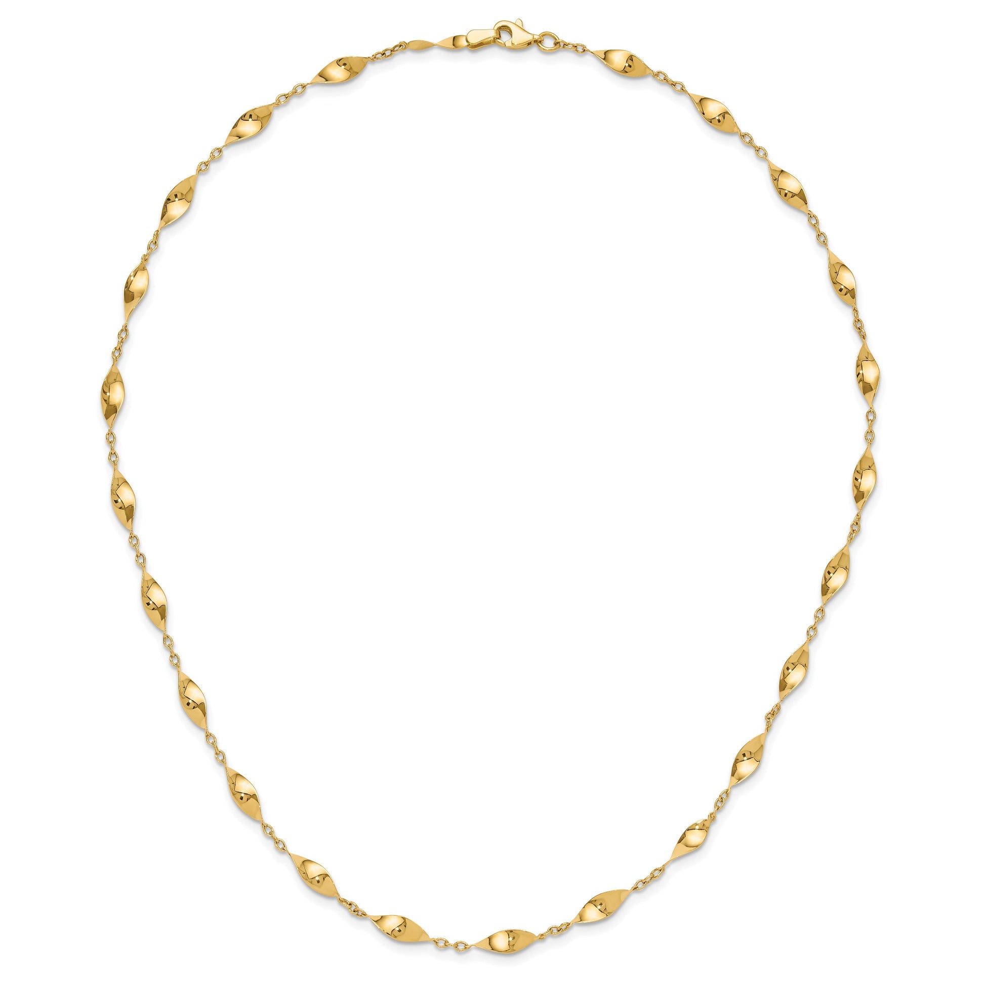 14K Polished Fancy Twisted Links 18 inch Necklace