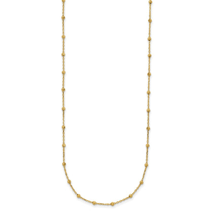 14K Polished and Diamond-cut Beaded 16.75 inch Station Necklace
