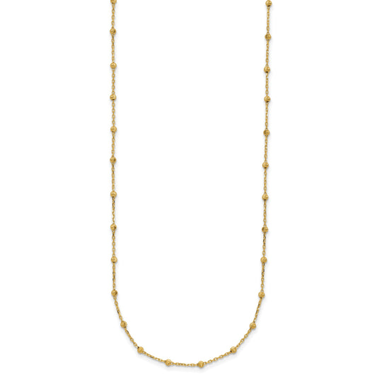 14K Polished and Diamond-cut Beaded 16.75 inch Station Necklace
