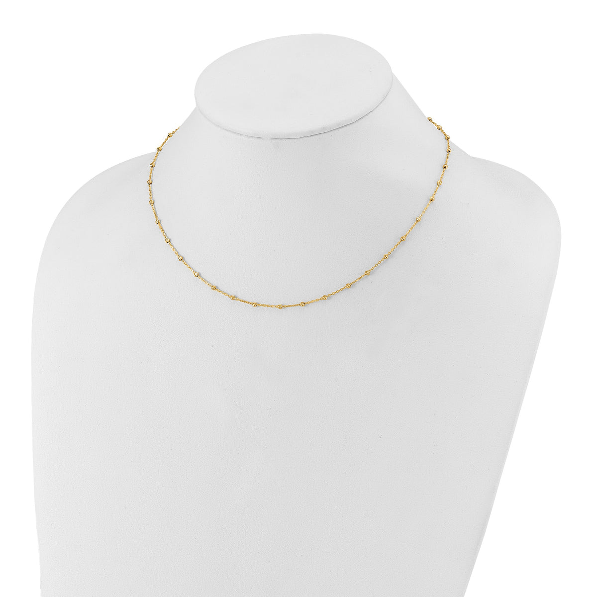 14K Polished and Diamond-cut Beaded 16.75 inch Station Necklace