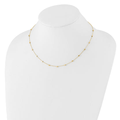 14K Polished Cube Bead 17 inch Station Necklace
