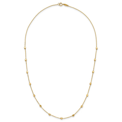 14K Polished Cube Bead 17 inch Station Necklace