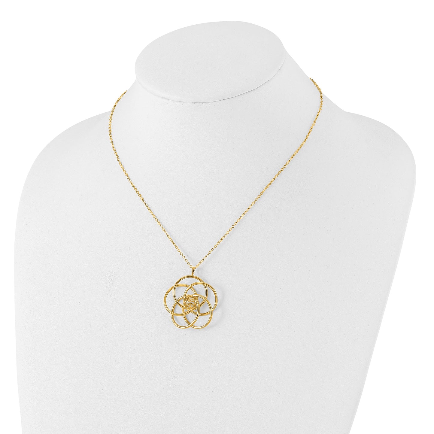 14k Polished Floral Pendant 17 inch Necklace
