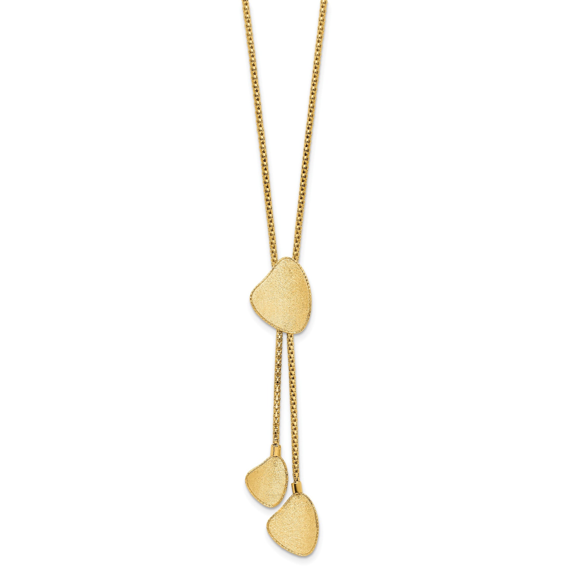 14k Fancy Satin Drop Dangle 17 inch Y-Necklace Plus 2 inch Extender