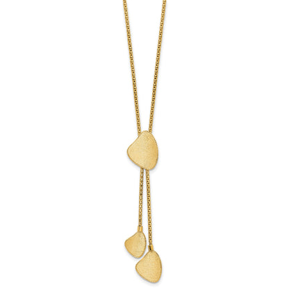14k Fancy Satin Drop Dangle 17 inch Y-Necklace Plus 2 inch Extender