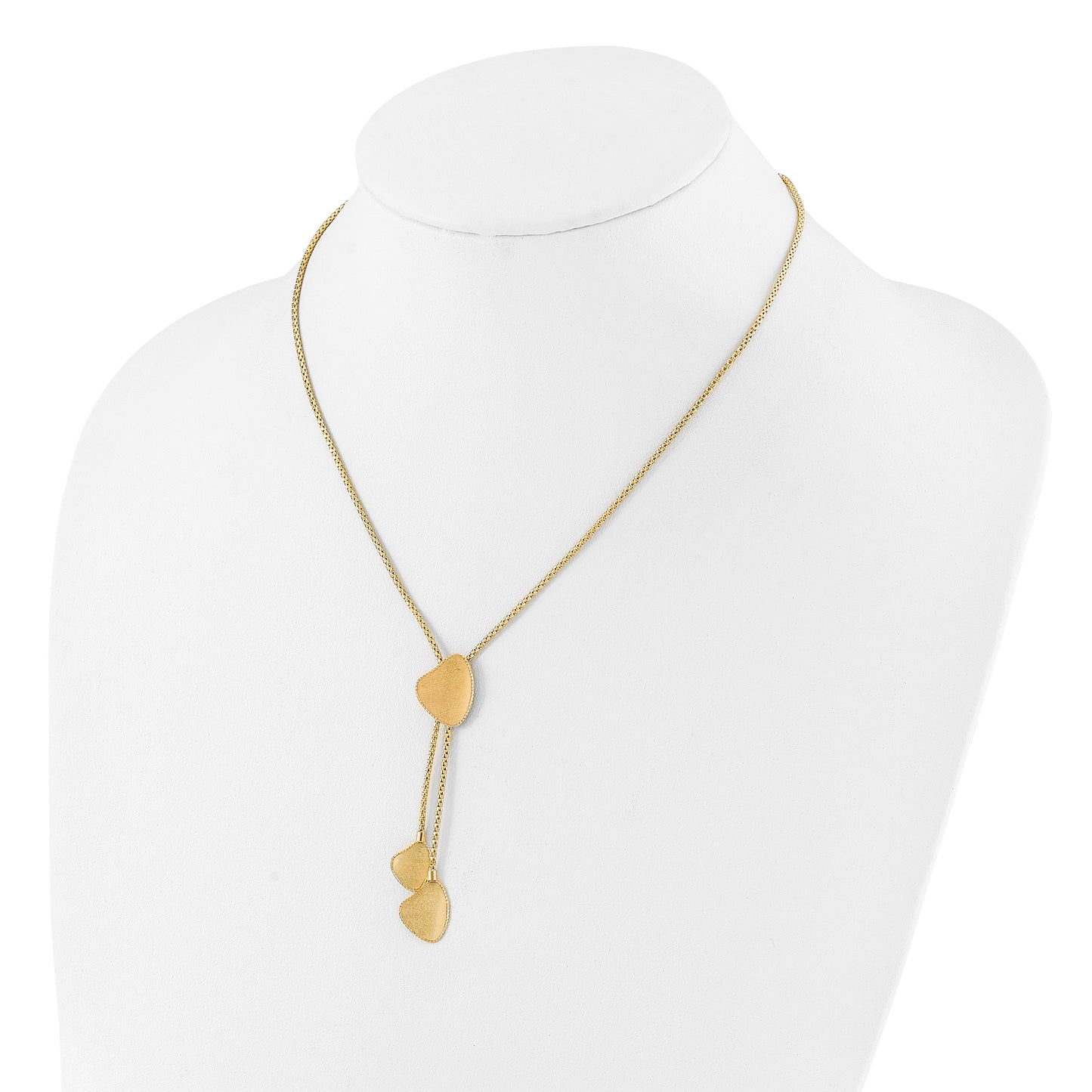 14k Fancy Satin Drop Dangle 17 inch Y-Necklace Plus 2 inch Extender