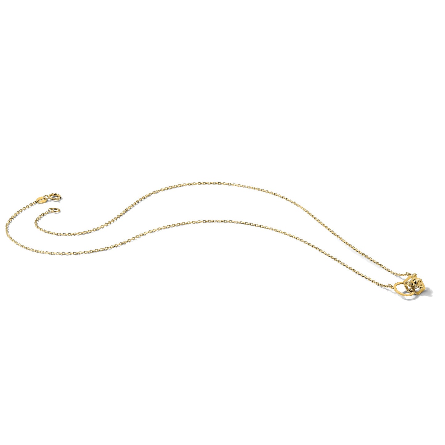 14K Polished Bee and Circle 17.5 inch Necklace