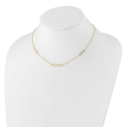 14K Polished Infinity Symbol 16 inch 3-Station Necklace Plus 2 inch Extender
