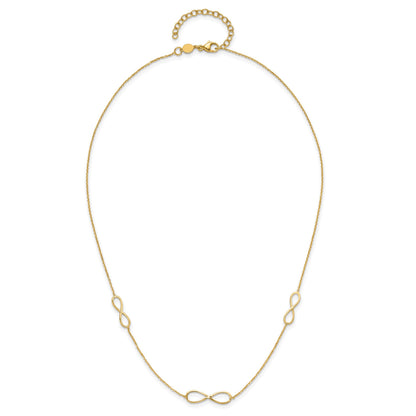 14K Polished Infinity Symbol 16 inch 3-Station Necklace Plus 2 inch Extender