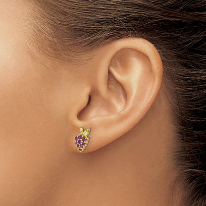 14K Amethyst and Peridot Grapes Post Earrings
