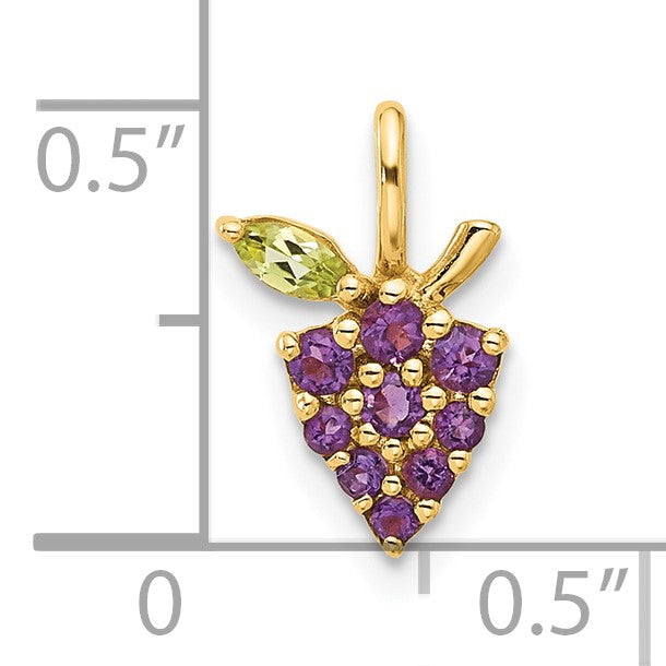 14K Amethyst and Peridot Grapes Pendant