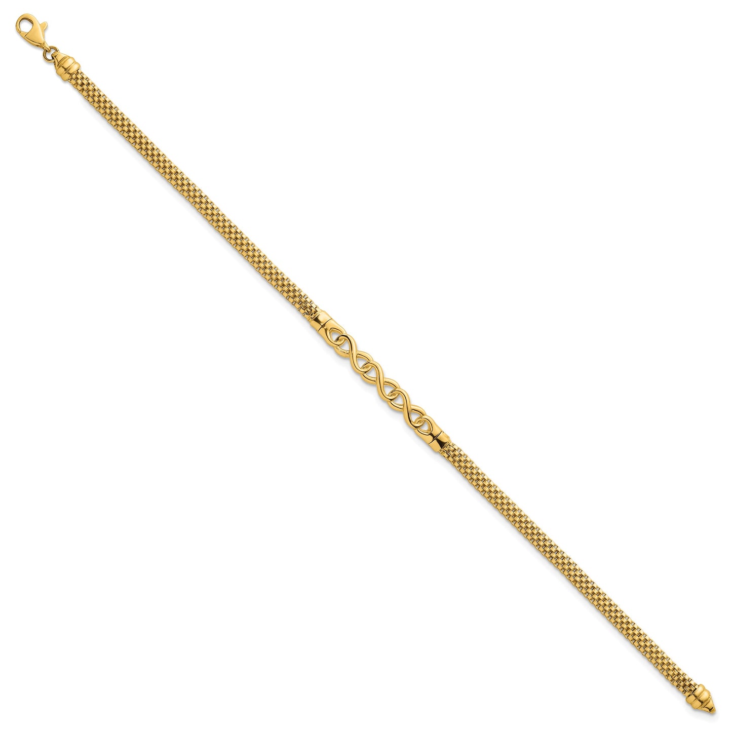 14k Polished 3-Infinity 7.5 inch Fancy Mesh Link Bracelet